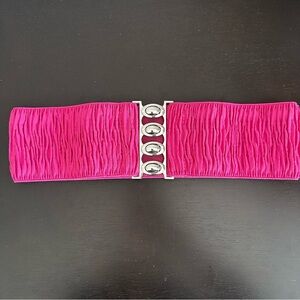 Pink Textured Belt with Silver Buckle